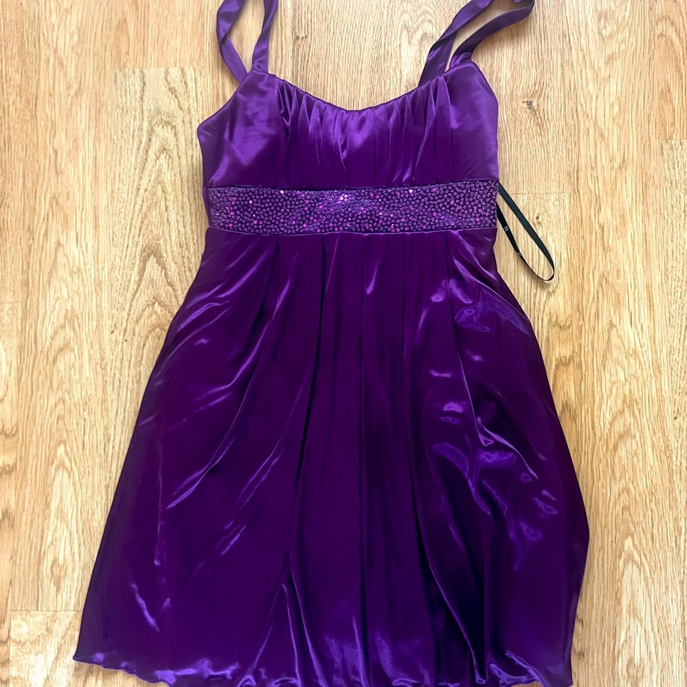 Purple silky dress